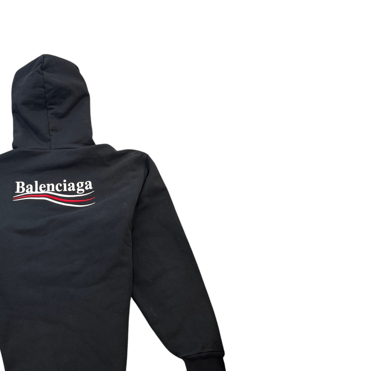 Men's Oversized Political Campaign Logo Hoodie Black Size L - Photo 4