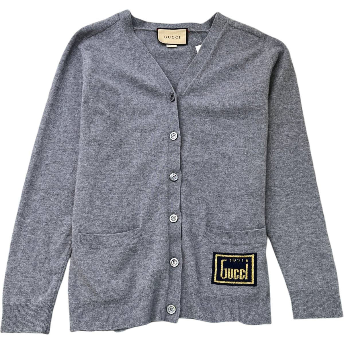 Men's Embroidered Logo Cardigan Grey Size S - Photo 1