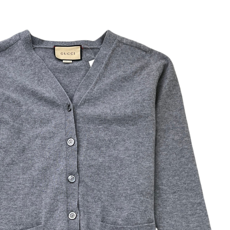 Men's Embroidered Logo Cardigan Grey Size S