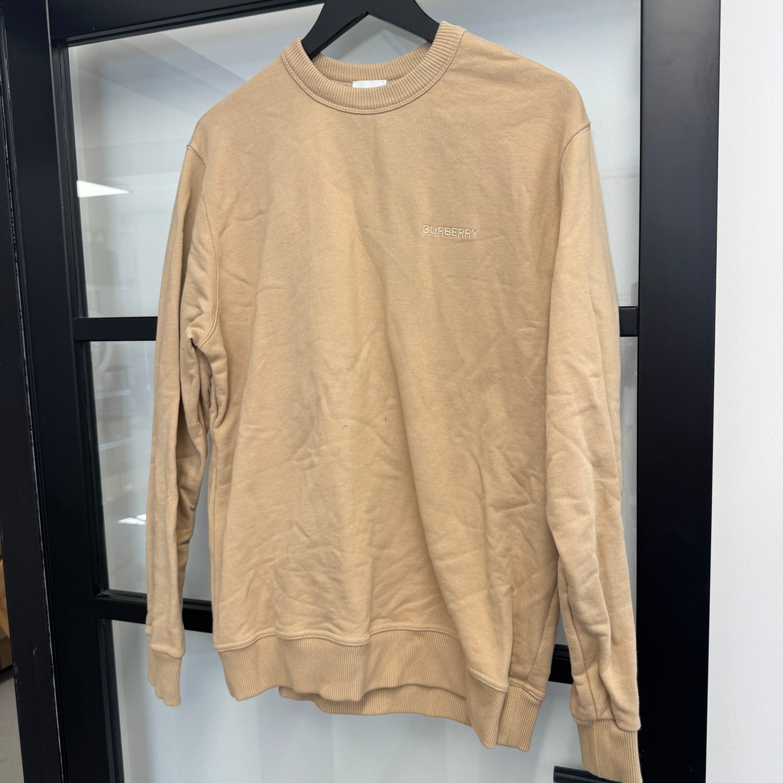 Men's Embroidered Logo Sweatshirt Beige Size M - Photo 7