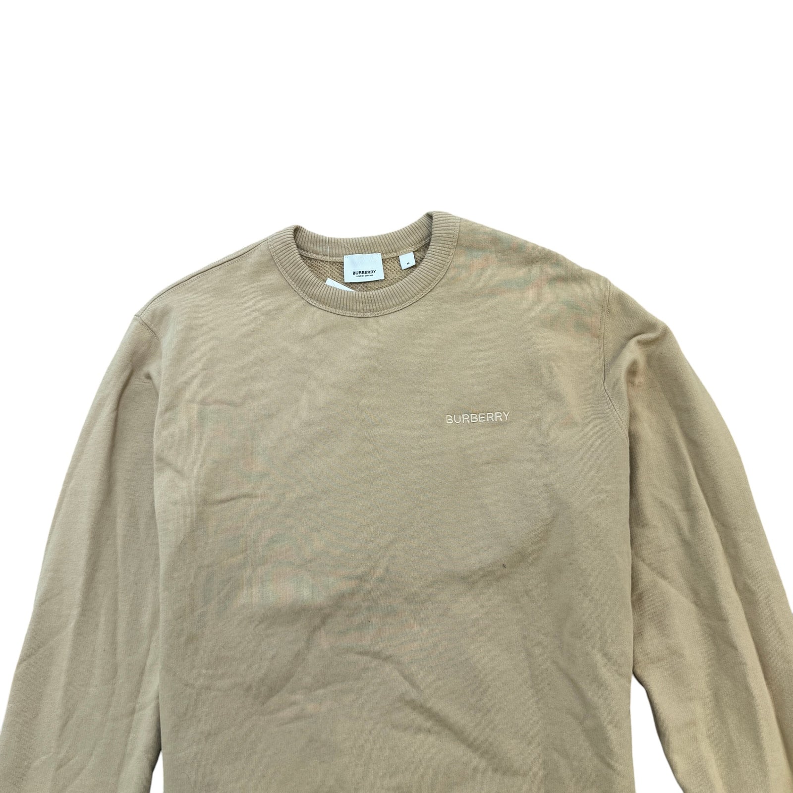 Men's Embroidered Logo Sweatshirt Beige Size M - Photo 4