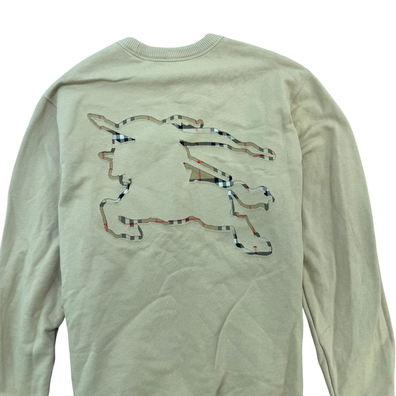 Men's Embroidered Logo Sweatshirt Beige Size M - Photo 5