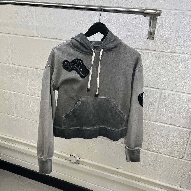 Women's LV Logo Patch Hoodie Charcoal Size S / UK 8