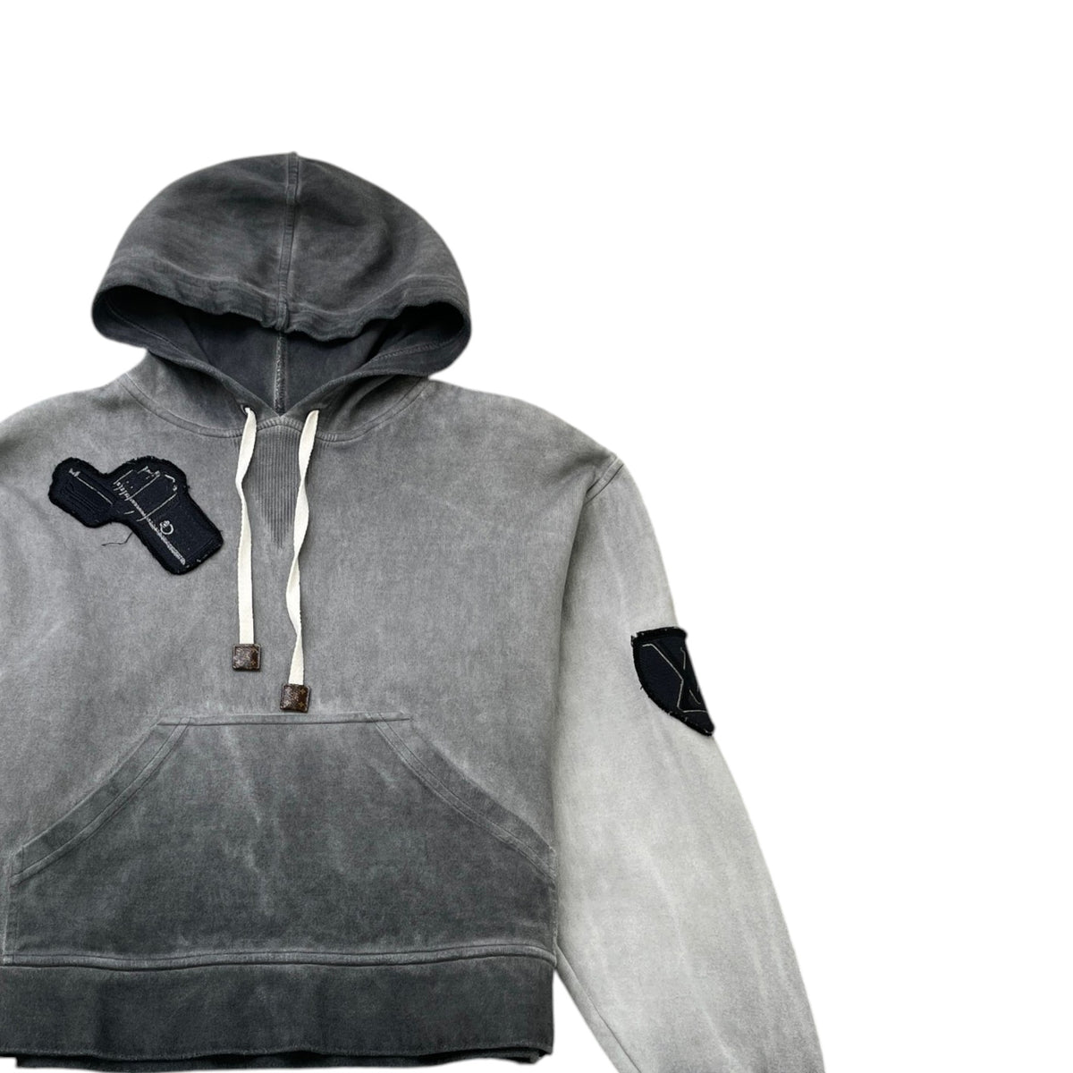 Women's LV Logo Patch Hoodie Charcoal Size S / UK 8 - Photo 3