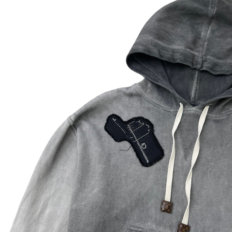 Women's LV Logo Patch Hoodie Charcoal Size S / UK 8