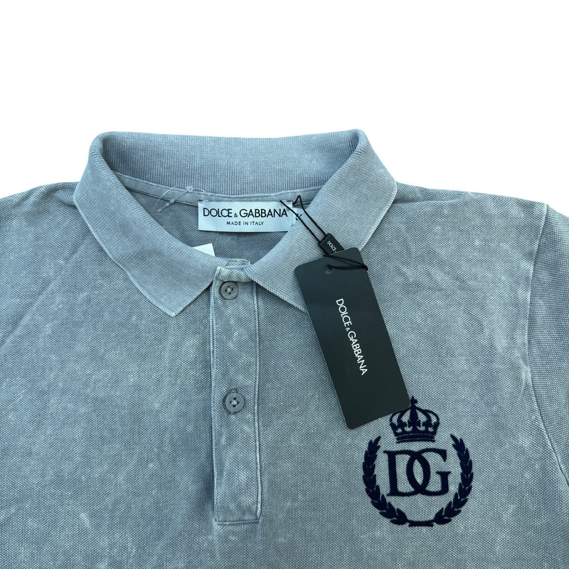 Men's Embroidered Logo Polo Shirt Grey Size S