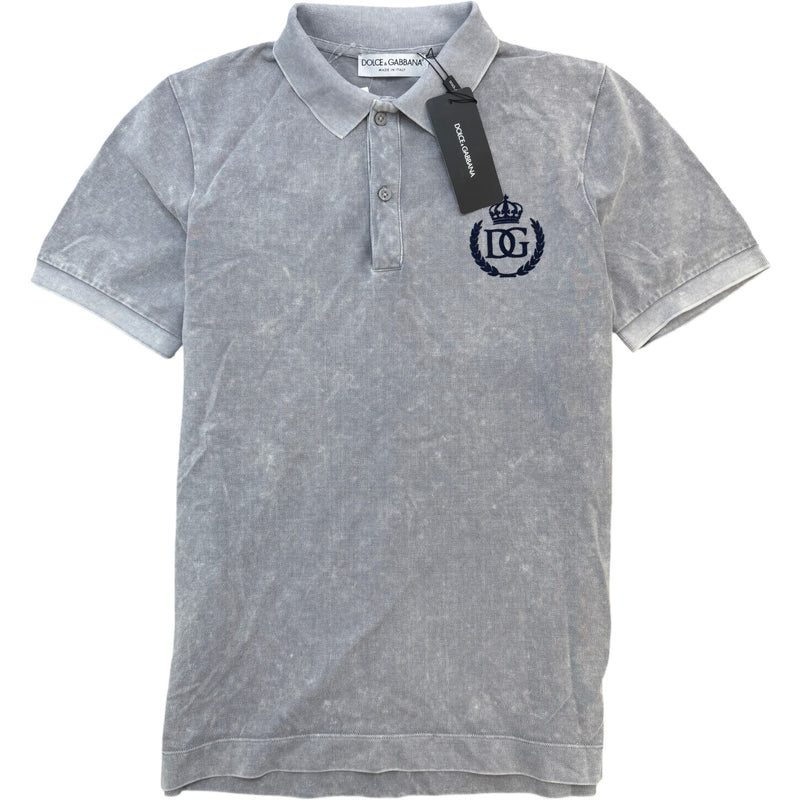 Men's Embroidered Logo Polo Shirt Grey Size S