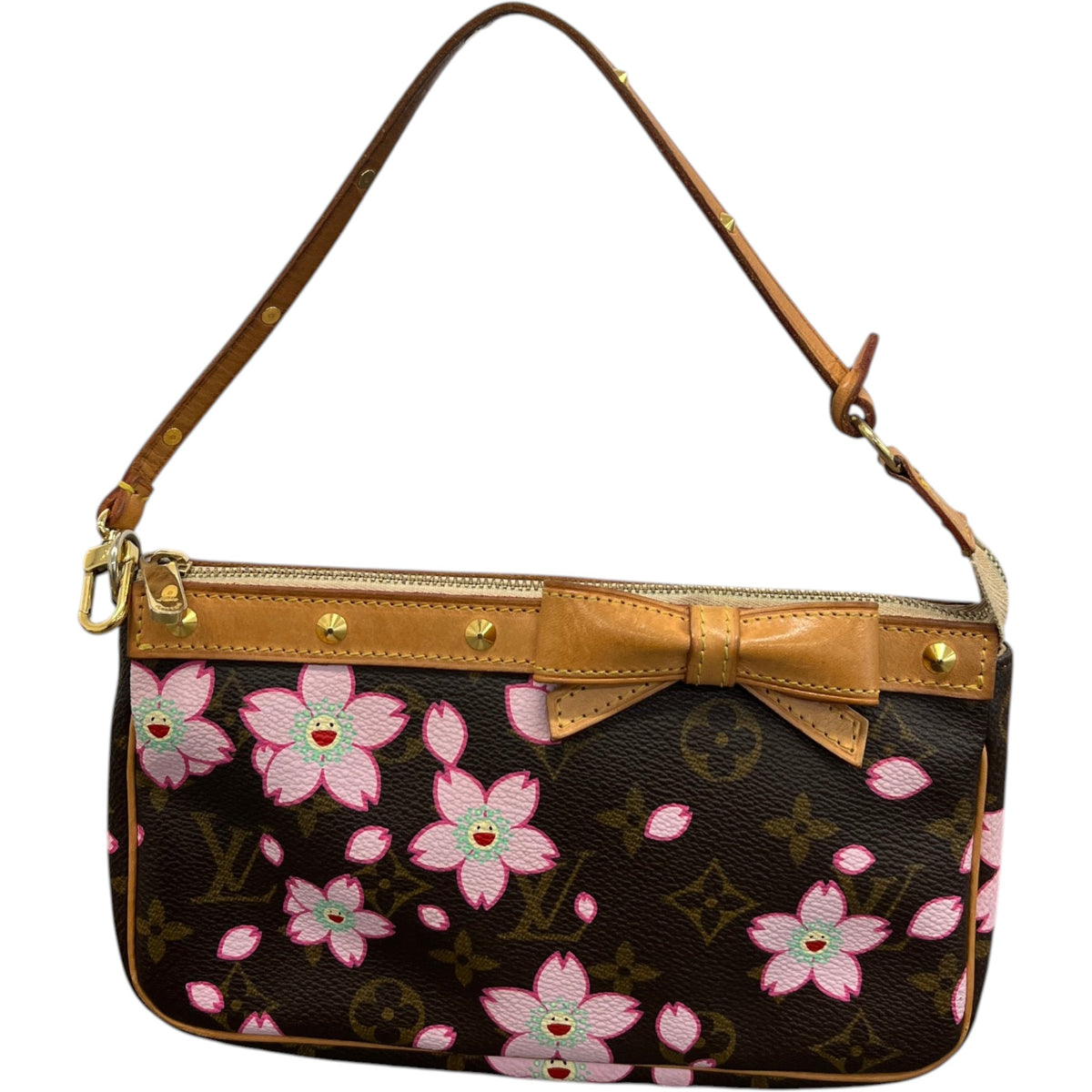 Women's x Takashi Murakami Vintage 03 Cherry Blossom Pochette Accessoires Handbag Brown - Photo 1