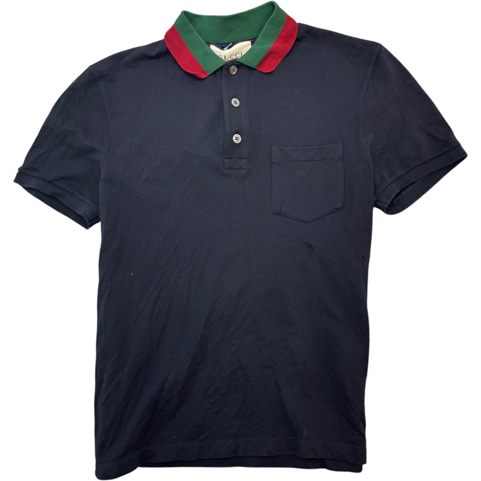 Men's Web Collar Polo Shirt Navy Size S - Photo 1