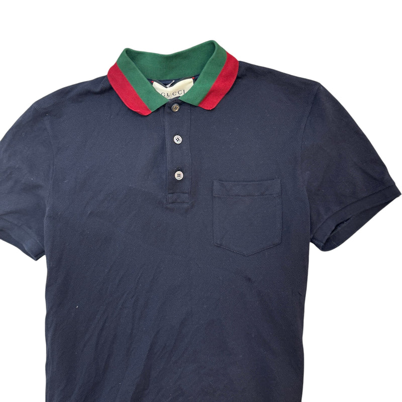 Men's Web Collar Polo Shirt Navy Size S