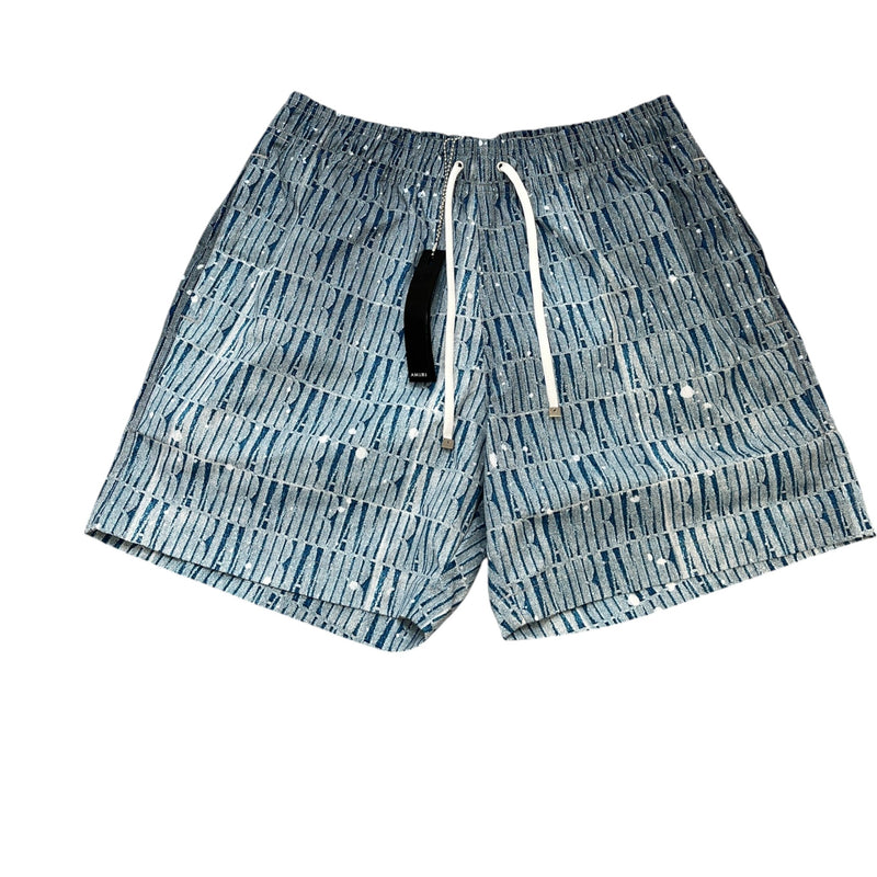 Men's Logo Print Swim Shorts Blue Size S