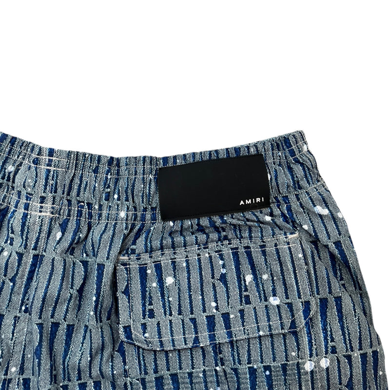 Men's Logo Print Swim Shorts Blue Size S
