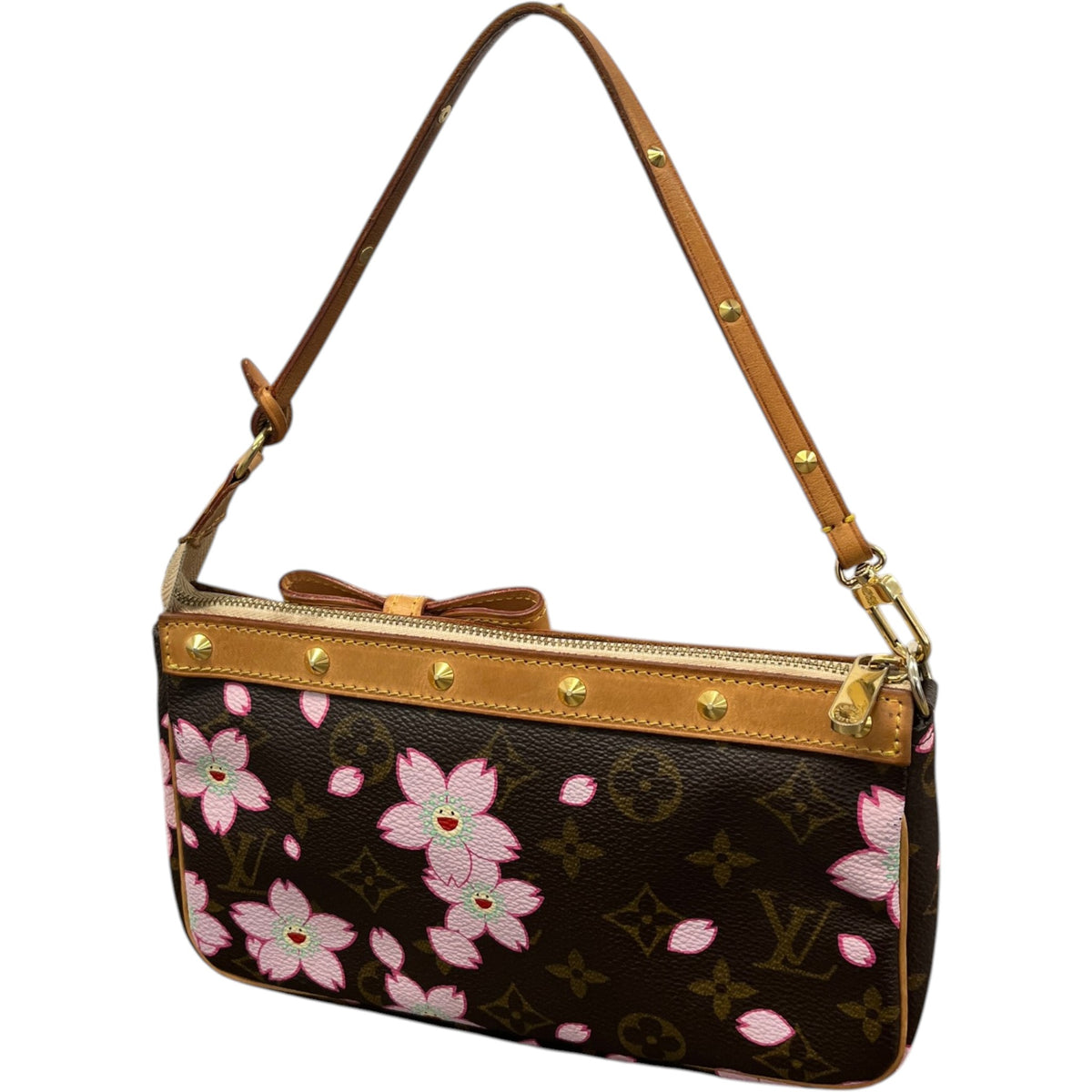 Women's x Takashi Murakami Vintage 03 Cherry Blossom Pochette Accessoires Handbag Brown - Photo 6