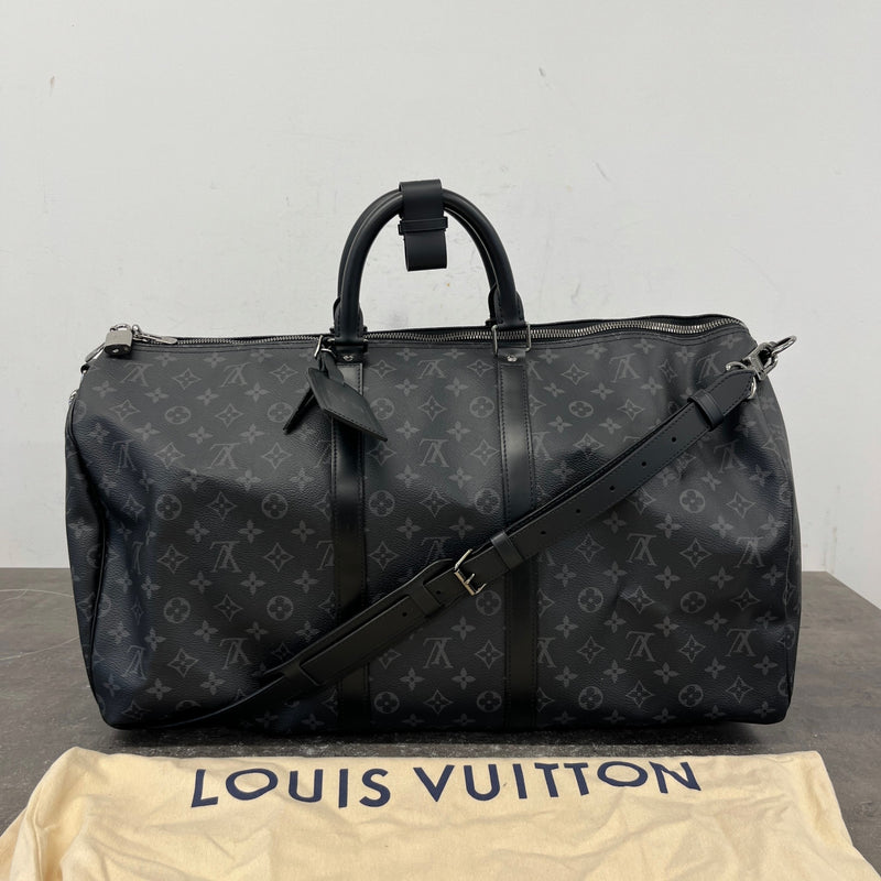 Men's Monogram Eclipse Keepall Bandoulière 55 Travel Bag Black