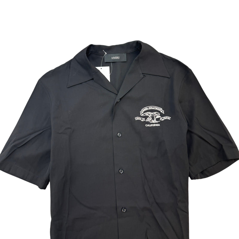 Men's Embroidered Logo Short Sleeve Shirt Black Size S