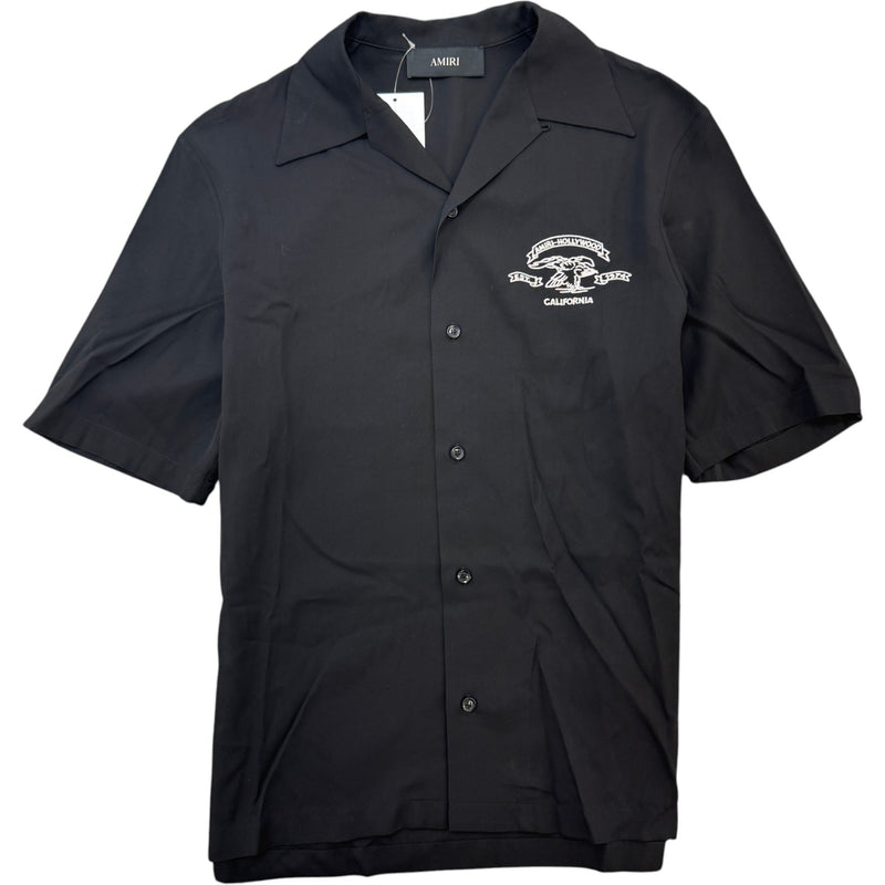 Men's Embroidered Logo Short Sleeve Shirt Black Size S