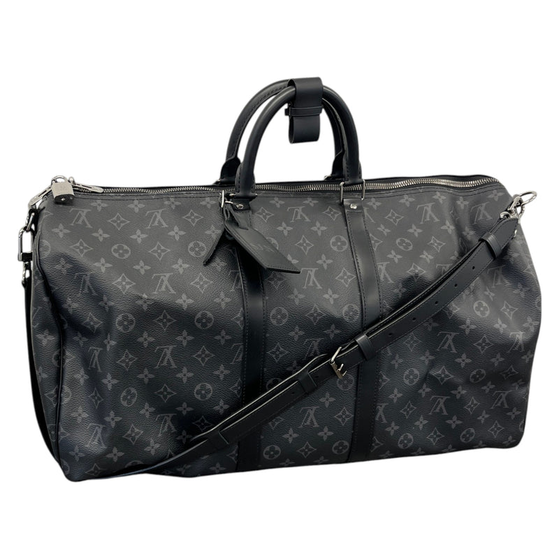 Men's Monogram Eclipse Keepall Bandoulière 55 Travel Bag Black