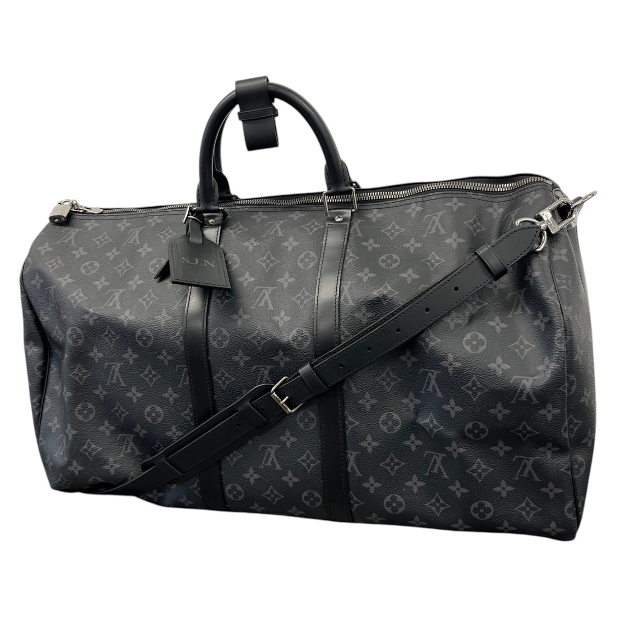Men's Monogram Eclipse Keepall Bandoulière 55 Travel Bag Black - Photo 8