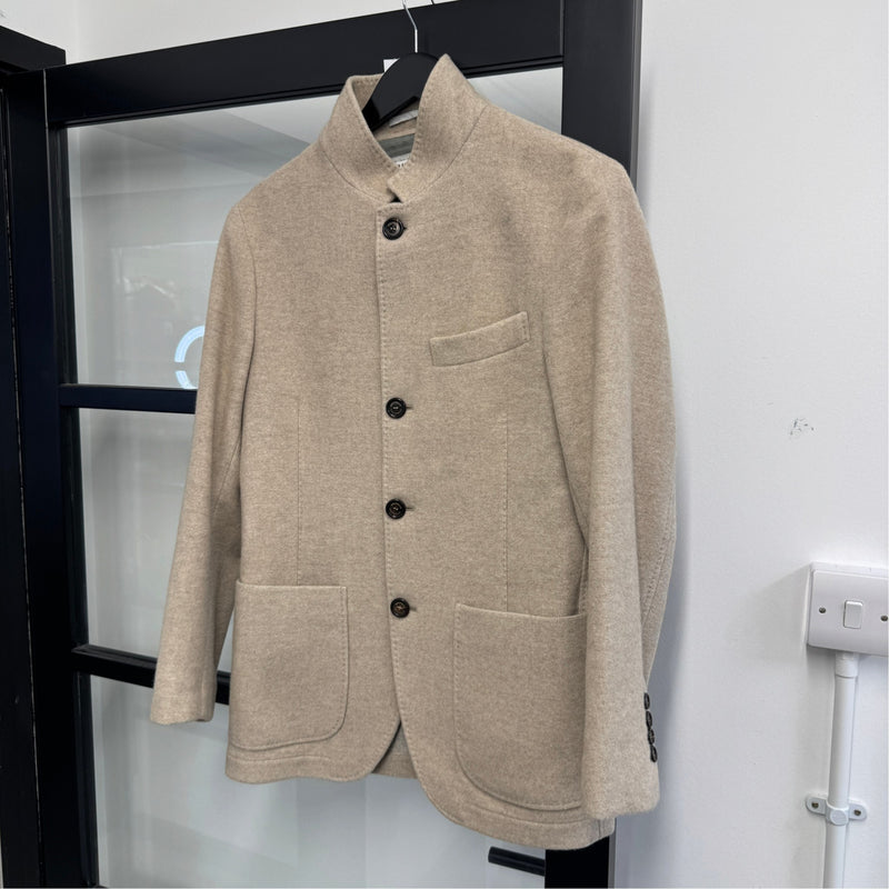 Men's Cashmere-Silk Water Resistant Blazer Jacket Beige Size XS