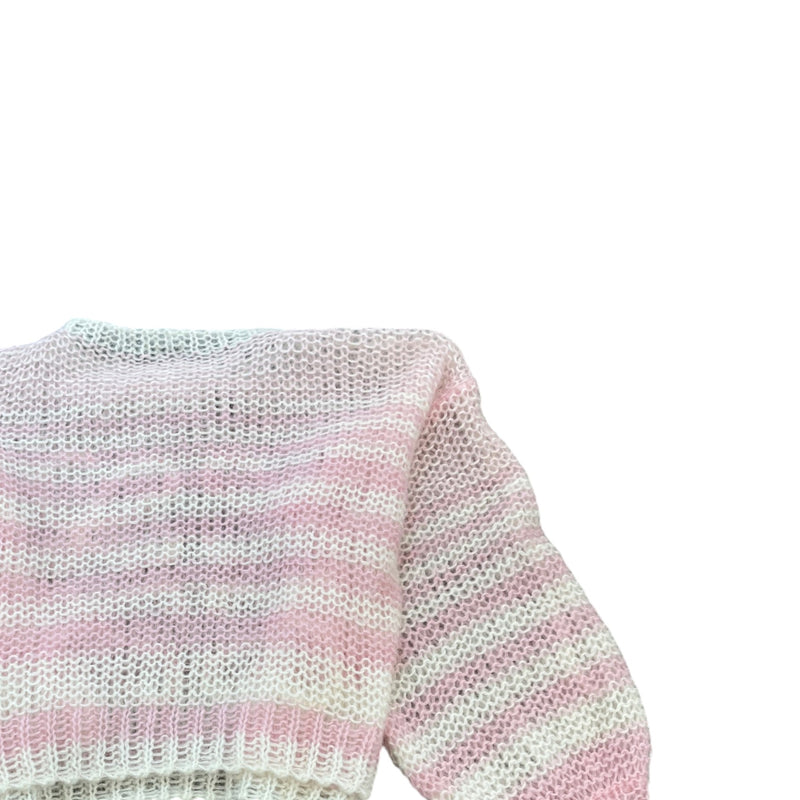 Women's Anagram Striped Open-Knit Jumper Pink Size L