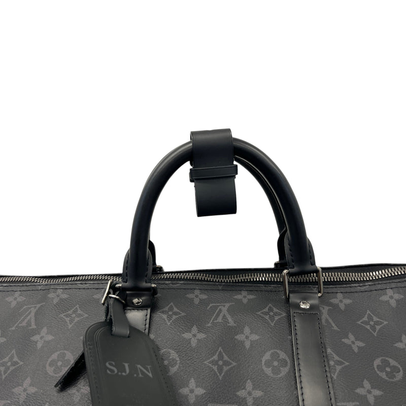 Men's Monogram Eclipse Keepall Bandoulière 55 Travel Bag Black
