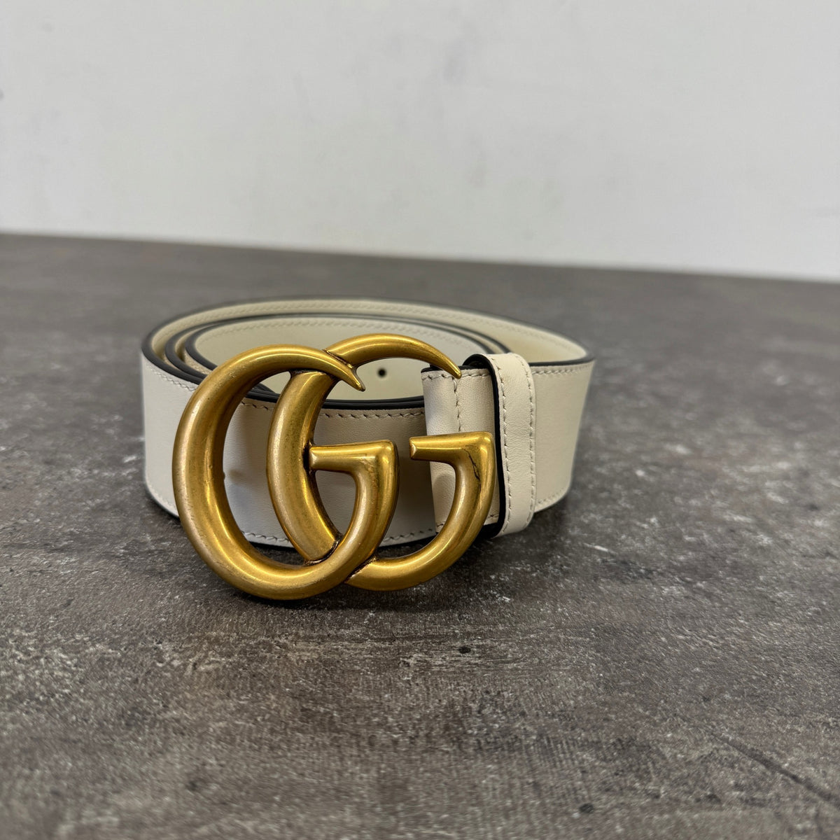 Women's GG Marmont Belt Cream Size W34 - Photo 8