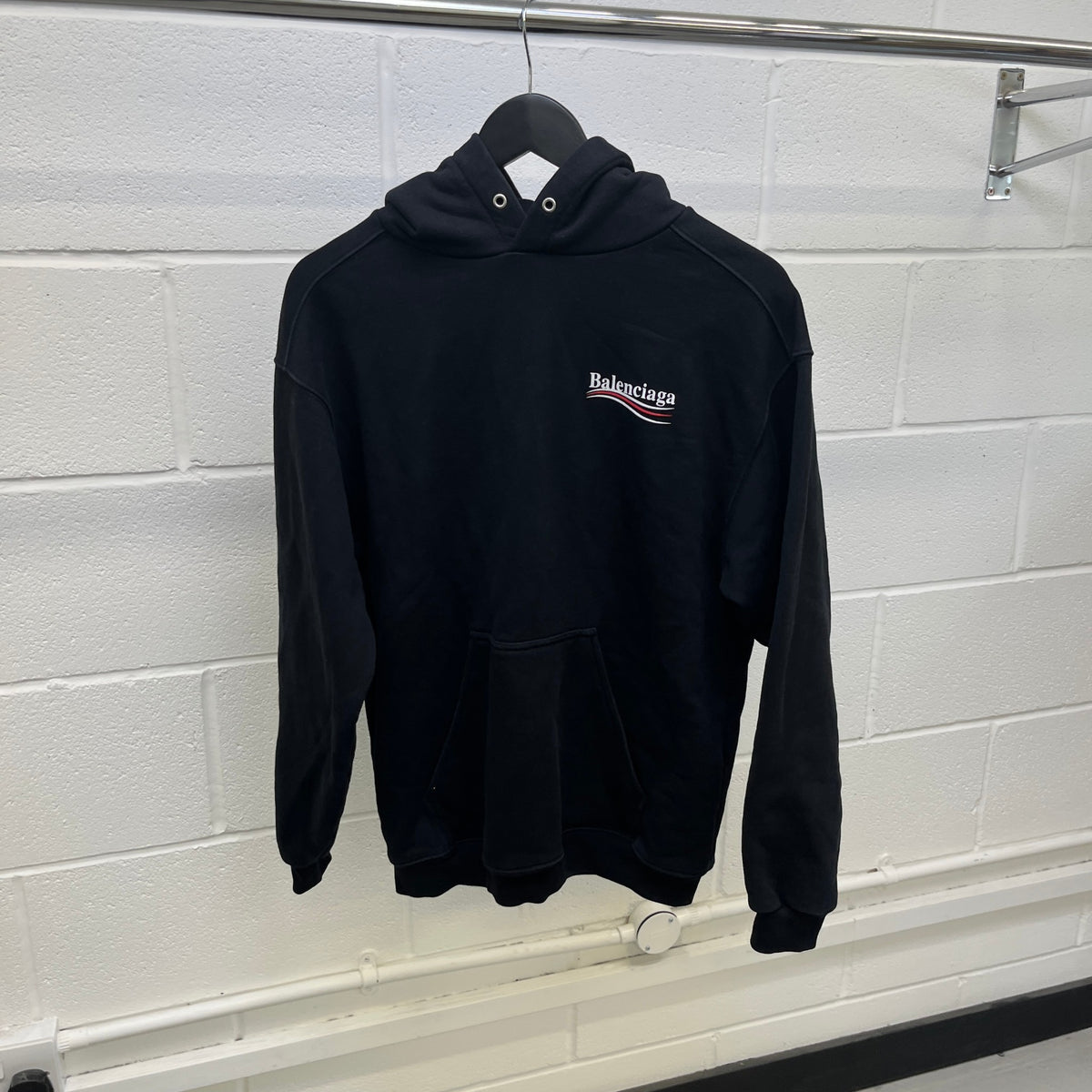 Men's Oversized Political Campaign Logo Hoodie Black Size XXS - Photo 8