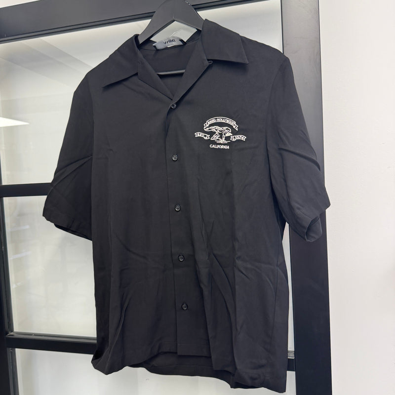 Men's Embroidered Logo Short Sleeve Shirt Black Size S