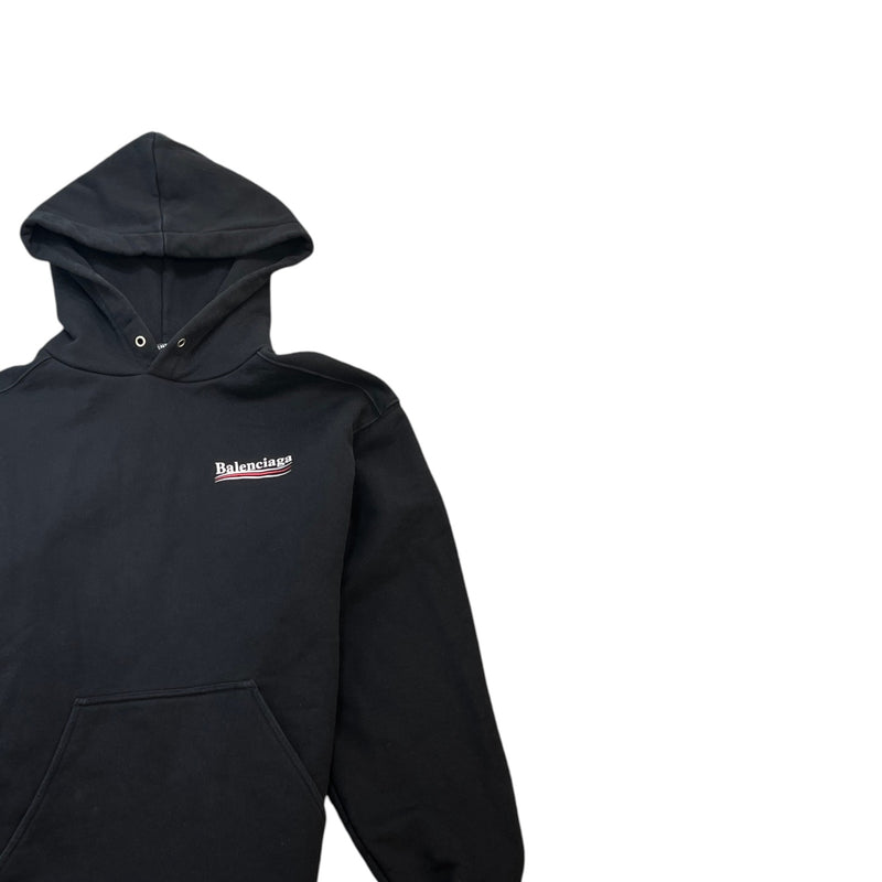 Men's Oversized Political Campaign Logo Hoodie Black Size XXS