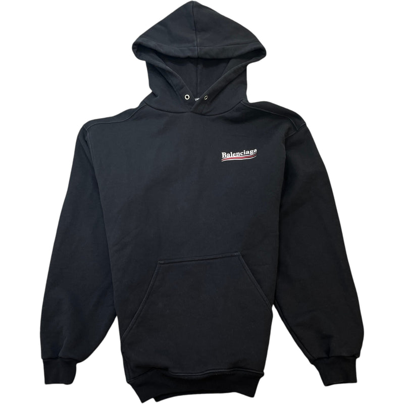Men's Oversized Political Campaign Logo Hoodie Black Size XXS