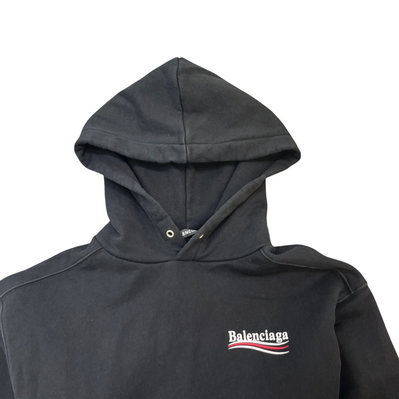 Men's Oversized Political Campaign Logo Hoodie Black Size XXS