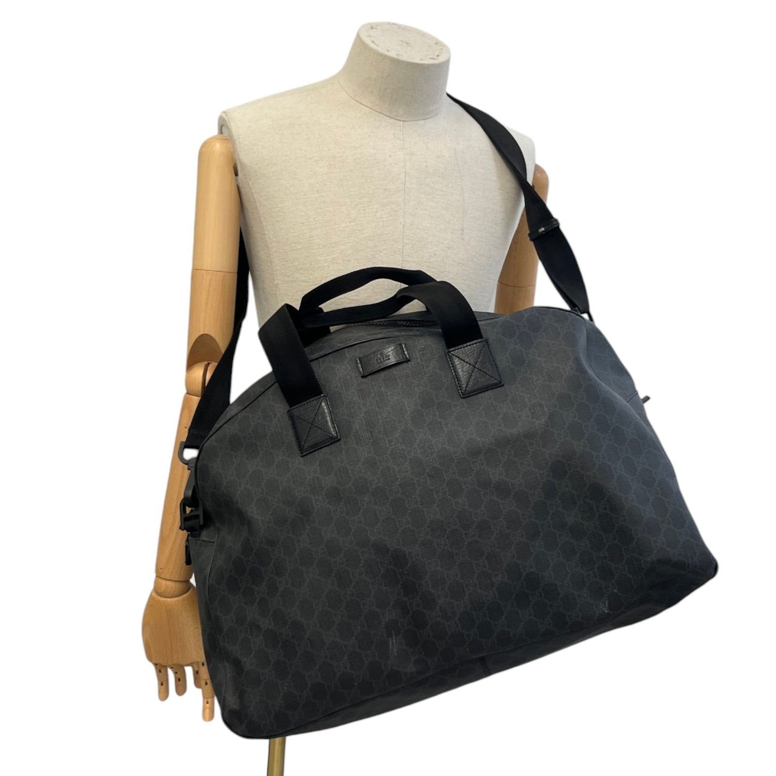 Men's Gg Supreme Travel Duffle Bag Black - Photo 3