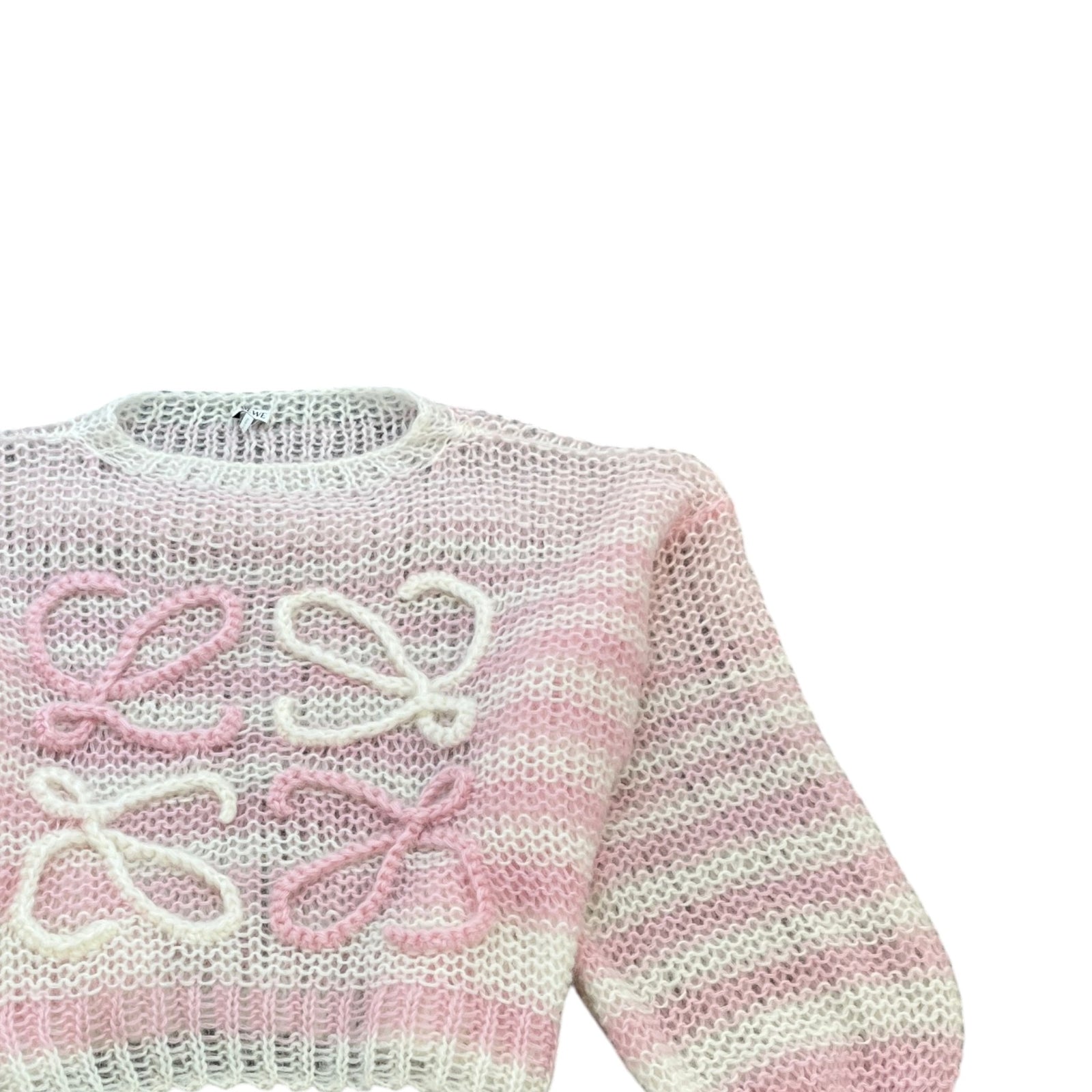 Women's Anagram Striped Open-Knit Jumper Pink Size L - Photo 3