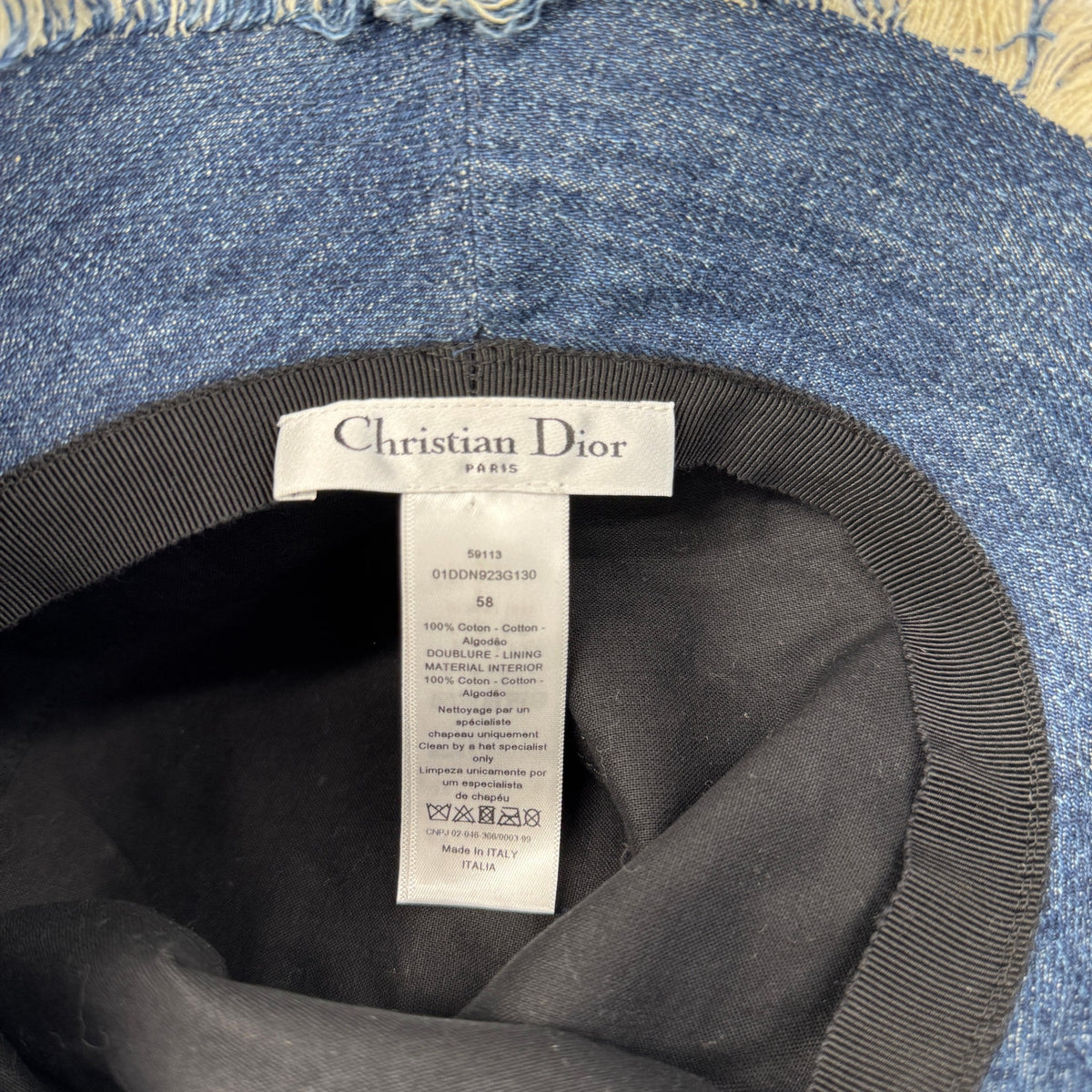 Women's Denim Logo Bucket Hat Blue Size M - Photo 7