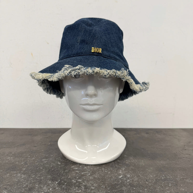 Women's Denim Logo Bucket Hat Blue Size M