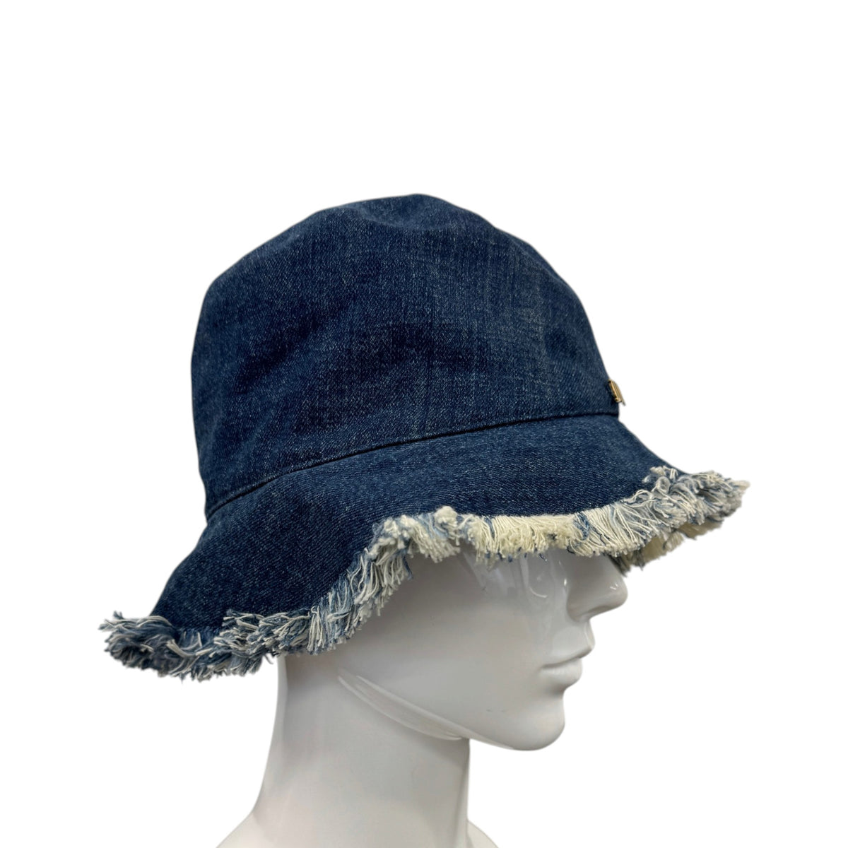 Women's Denim Logo Bucket Hat Blue Size M - Photo 4