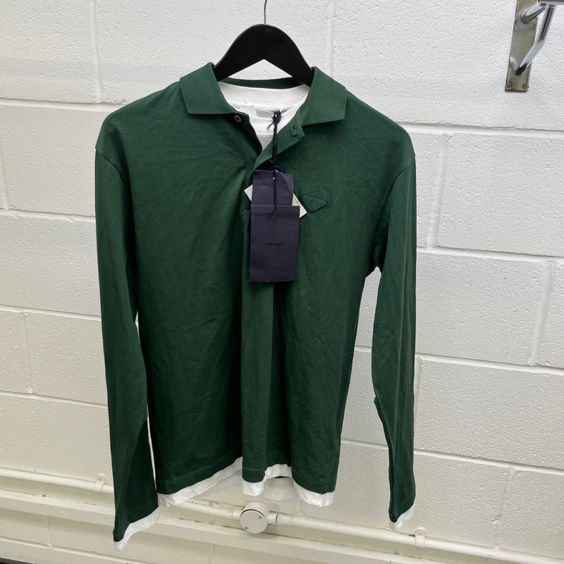 Men's Triangle Logo Polo Shirt Green Size XS