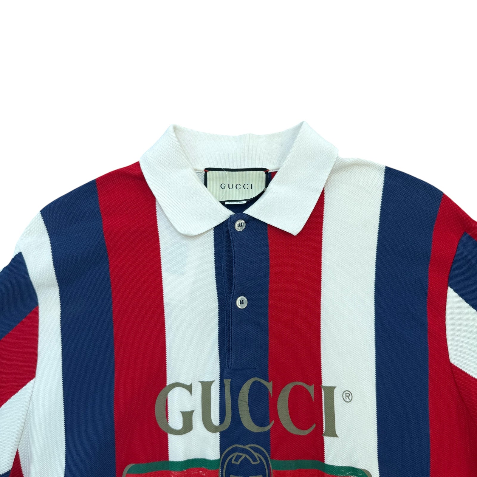 Men's Baiadera stripe logo Polo Shirt White Size M - Photo 3