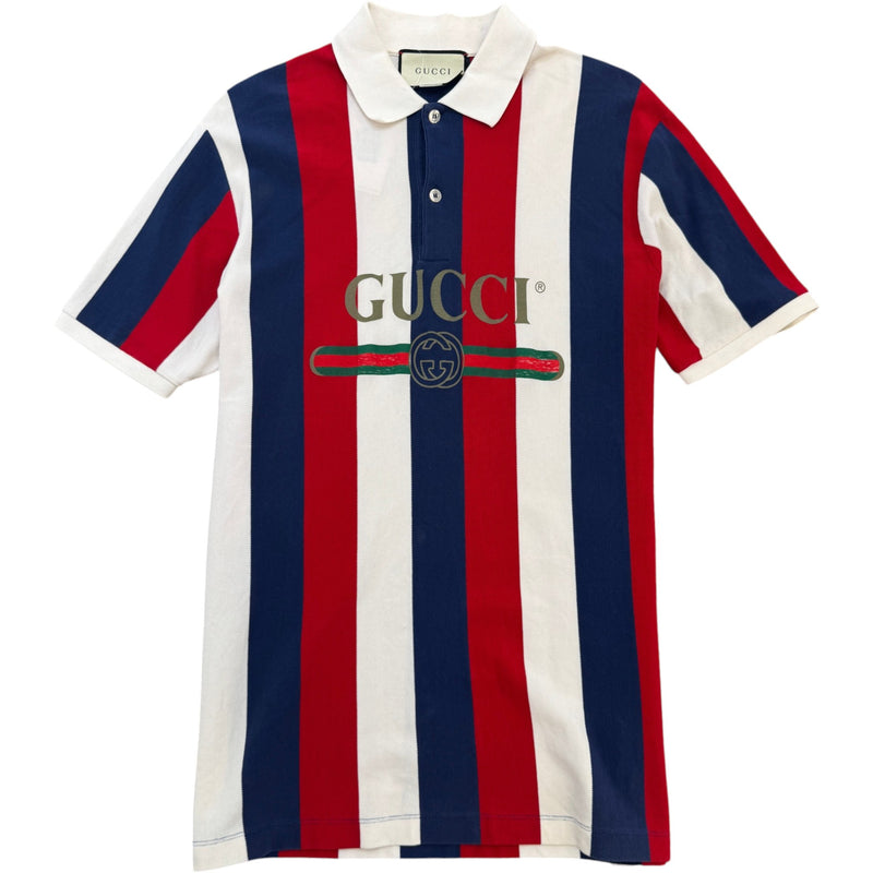 Men's Baiadera stripe logo Polo Shirt White Size M