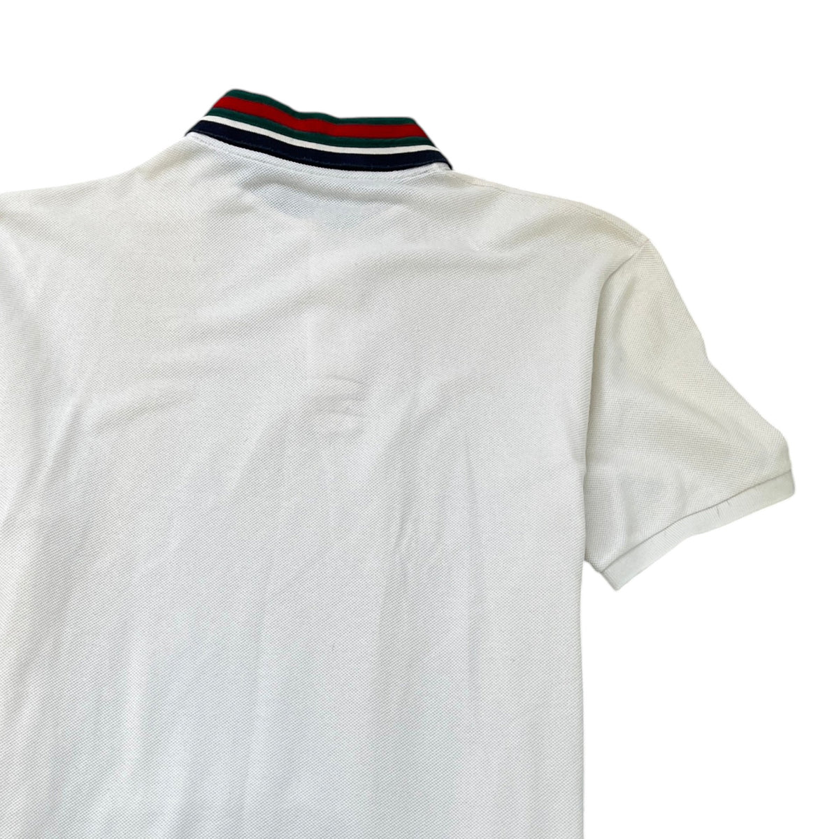 Men's Tiger Embroidered Logo Polo Shirt White Size L - Photo 4