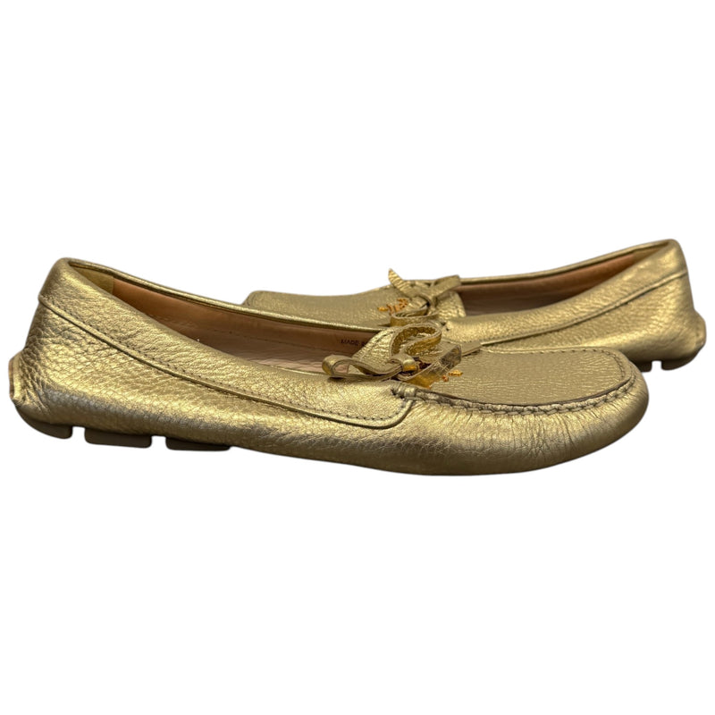 Women's Metallic Bow Loafers Gold Size UK 6 / EU 39