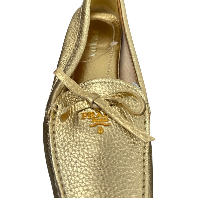 Women's Metallic Bow Loafers Gold Size UK 6 / EU 39