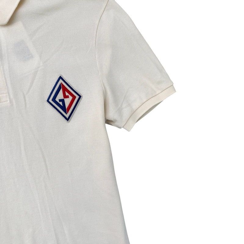 Men's Embroidered Logo Polo Shirt Cream Size M