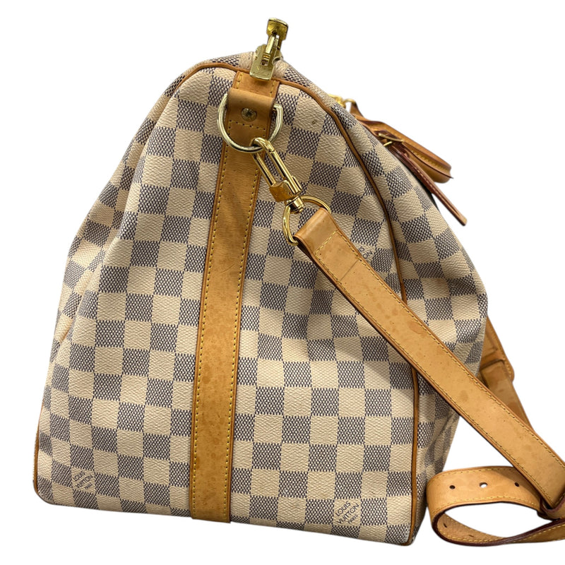 Men's Damier Azur Keepall Bandouliere 55 Travel Bag Cream