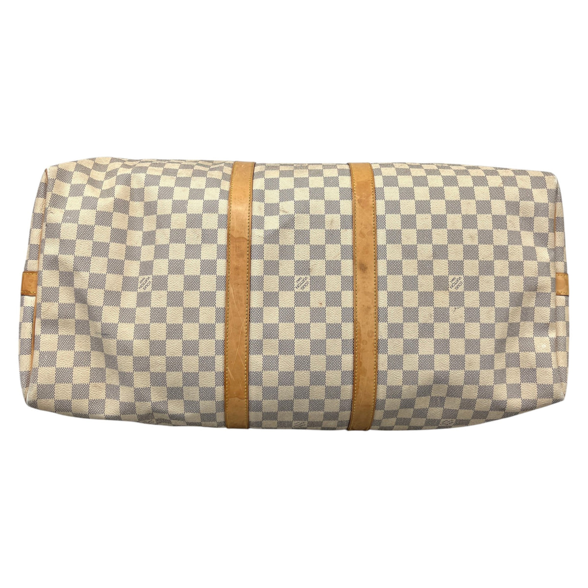 Men's Damier Azur Keepall Bandouliere 55 Travel Bag Cream - Photo 10