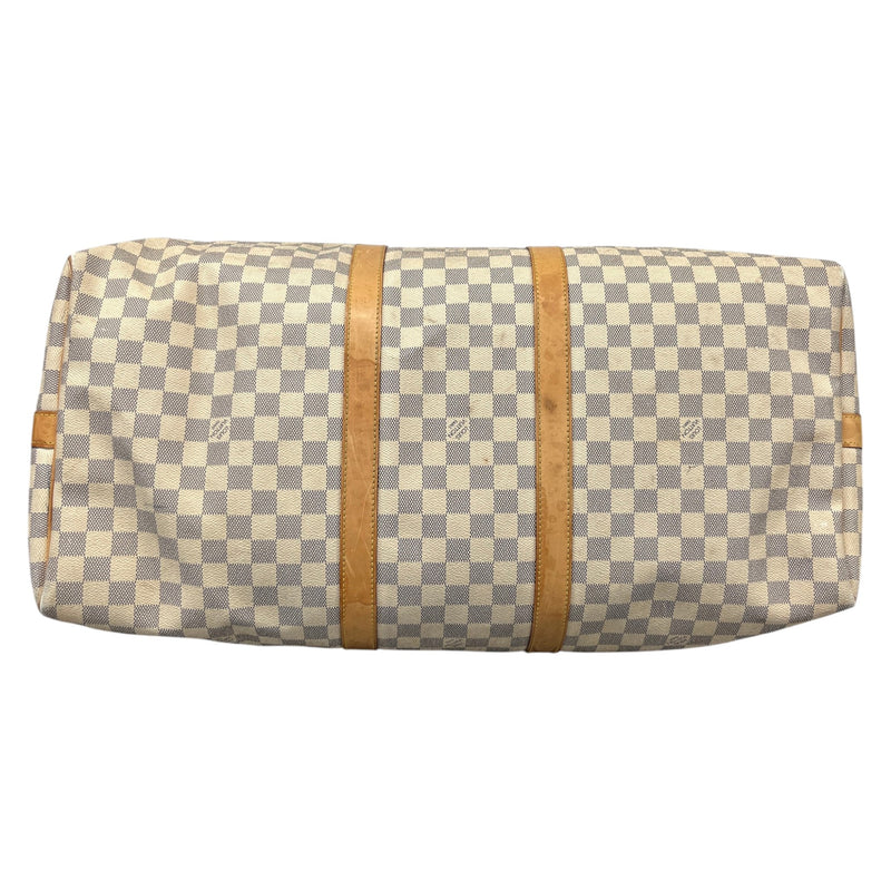 Men's Damier Azur Keepall Bandouliere 55 Travel Bag Cream
