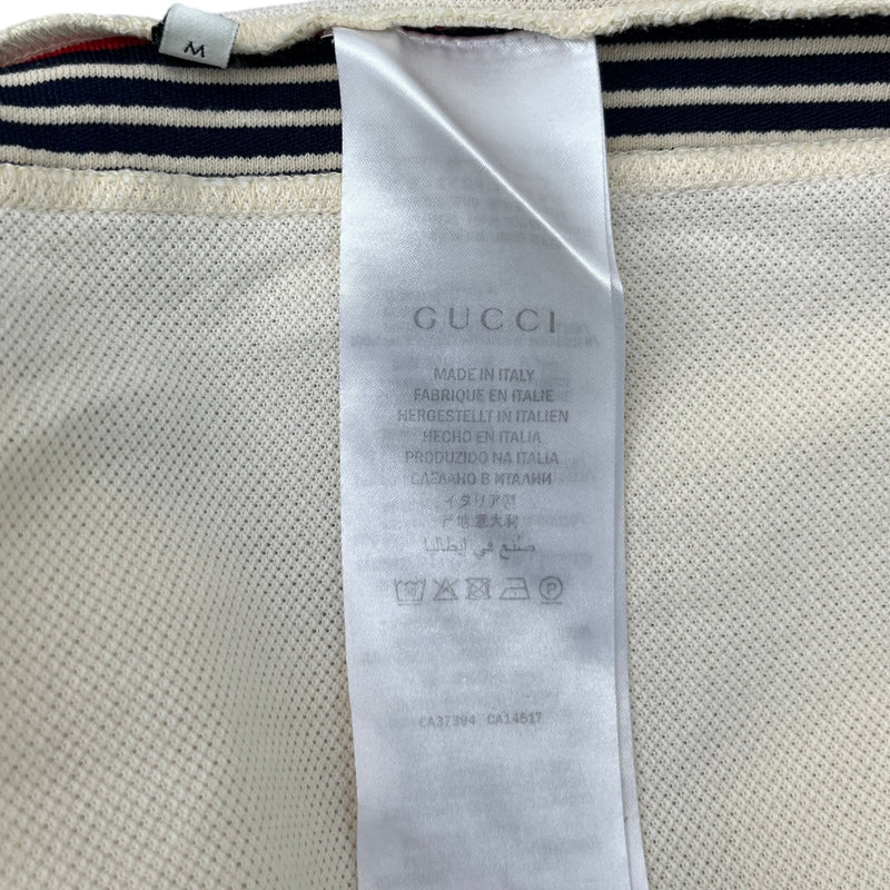 Men's Embroidered Logo Polo Shirt Cream Size M