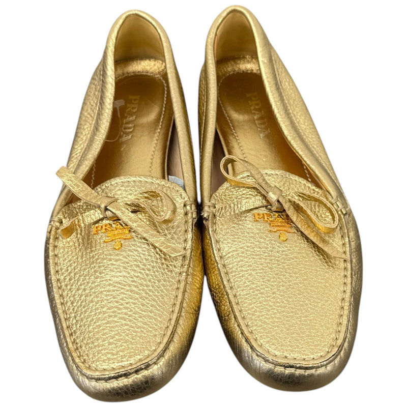 Women's Metallic Bow Loafers Gold Size UK 6 / EU 39