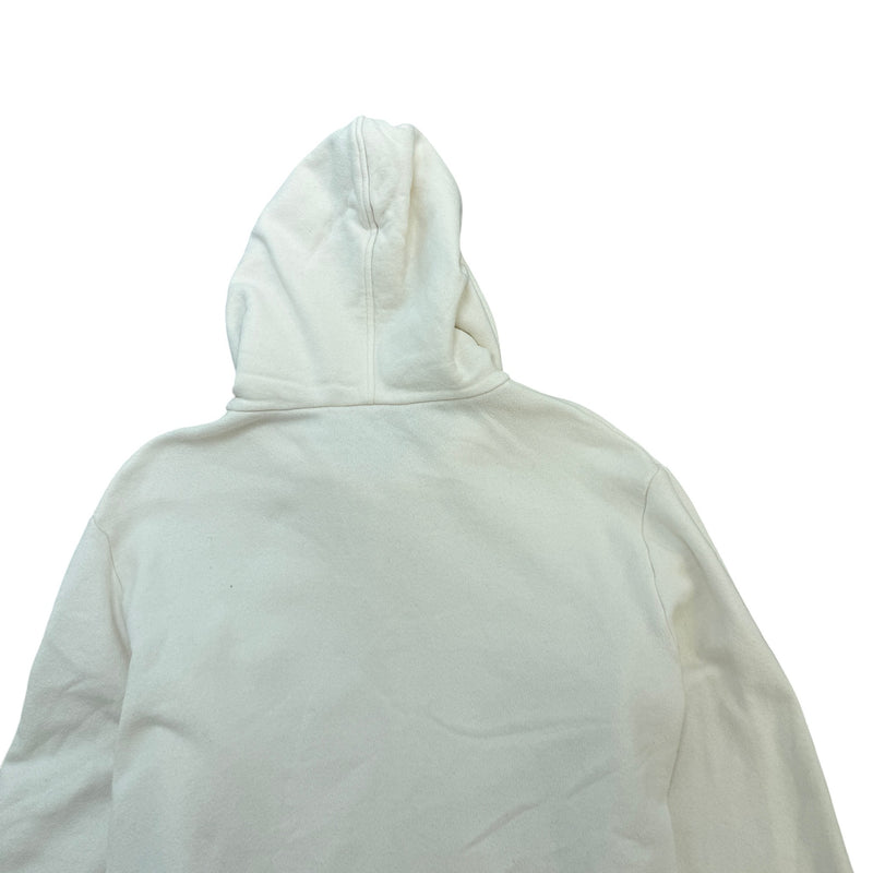 Men's Distressed Logo Print Hoodie White Size L