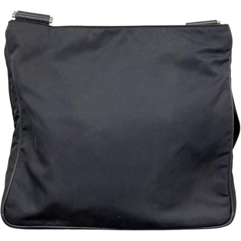 Men's Re-Nylon Plaque Logo Messenger Bag Navy